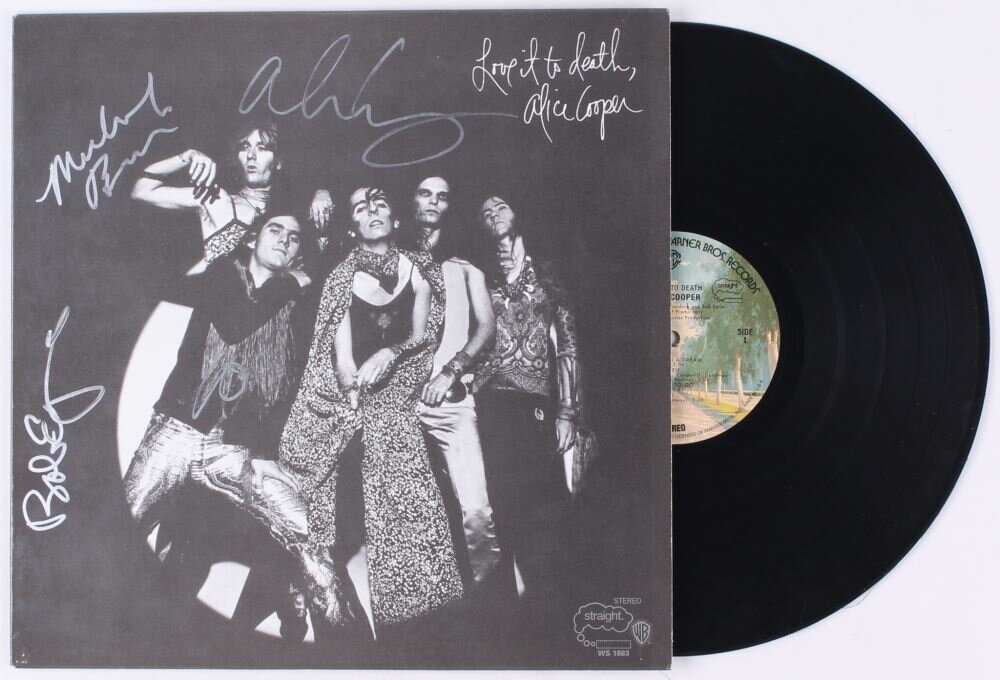 Alice Cooper &amp;quot;Love It to Death&amp;quot; Vinyl Record Album Signed by (4) With Alice Cooper, Michael Bruce, B